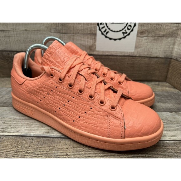 Adidas Stan Smith AQ6807 Peach Sun Glow Lace Up Trainer Women Size 8.5 Preowned - Picture 4 of 12